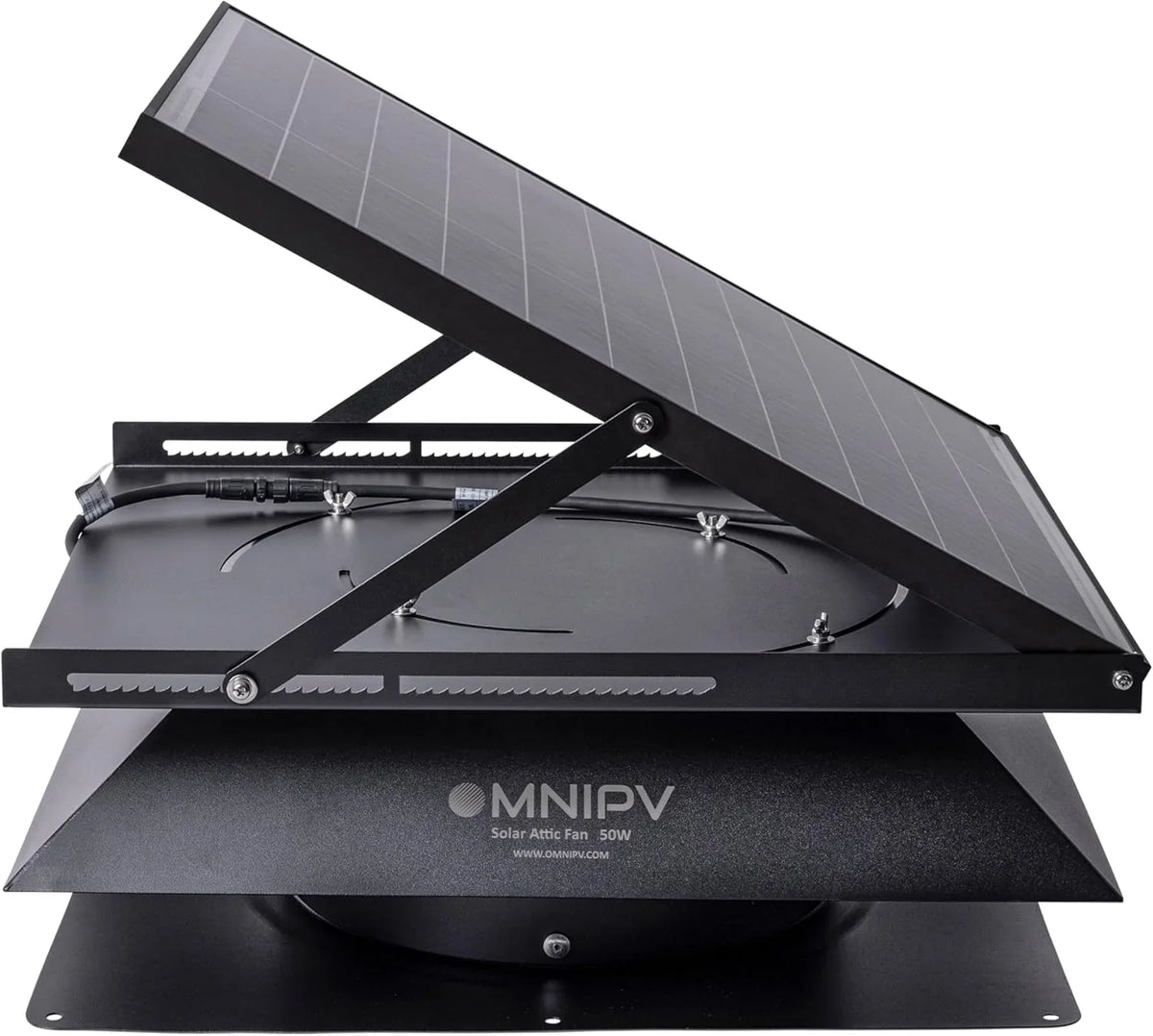 Wall Mount Solar Exhaust Fan, Black, 35W, 1200 CFM