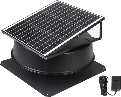 Wall Mount Solar Exhaust Fan, Black, 35W, 1200 CFM