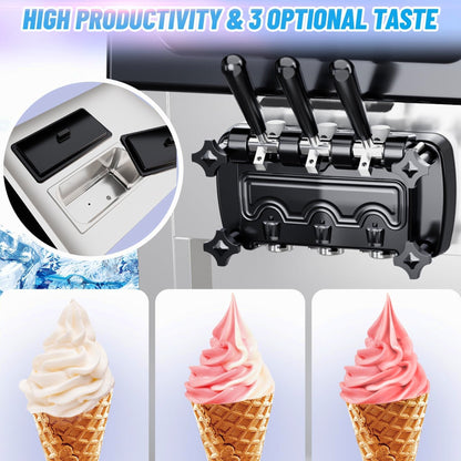 Commercial 3-Flavor Soft Serve Ice Cream Machine, 2200W, 5.3-7.4 Gal/Hr - ICE_CREAM_MAKER