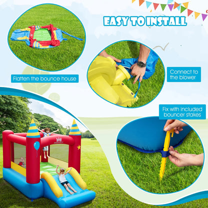Costway Inflatable Bounce House With Slide, 480W Blower, 74.5 x 102.5 x 81 in