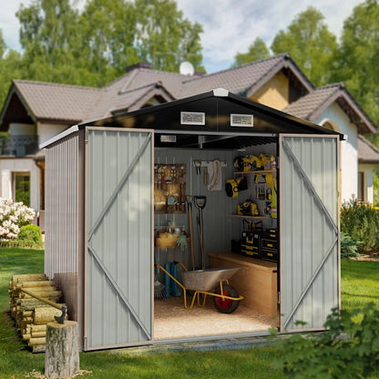 Aoxun Outdoor Storage Shed 6.4x4 FT Brown