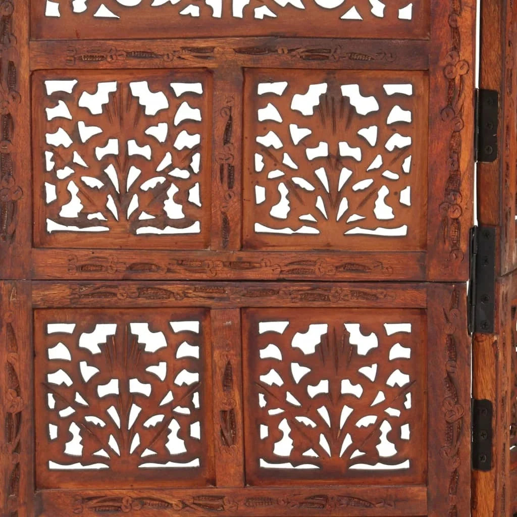 vidaXL 4-Panel Folding Privacy Screen, Solid Mango Wood, 63 x 65 in - Brown