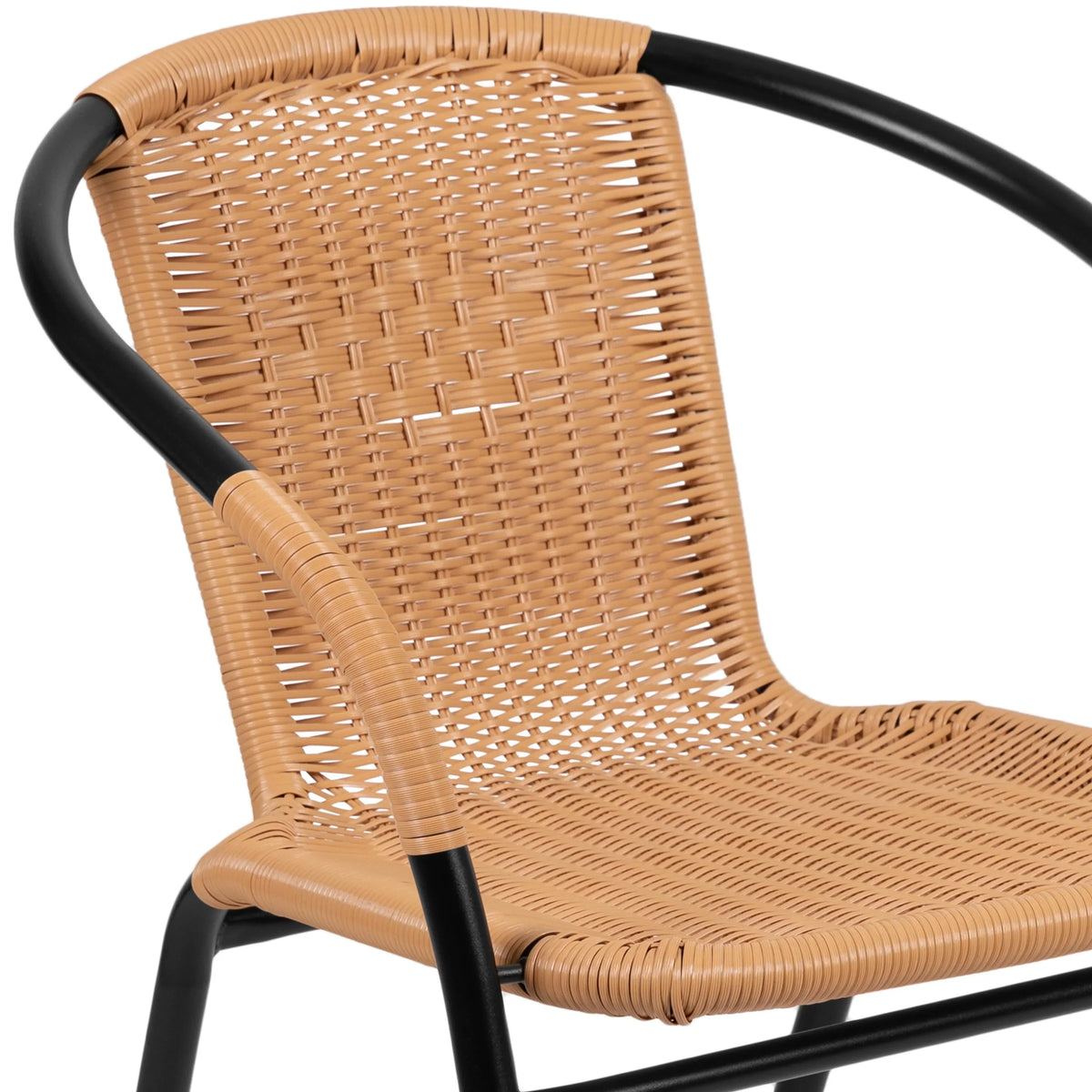 Emma + Oliver Indoor/Outdoor Stacking Rattan Patio Chairs, Set of 2, Gray