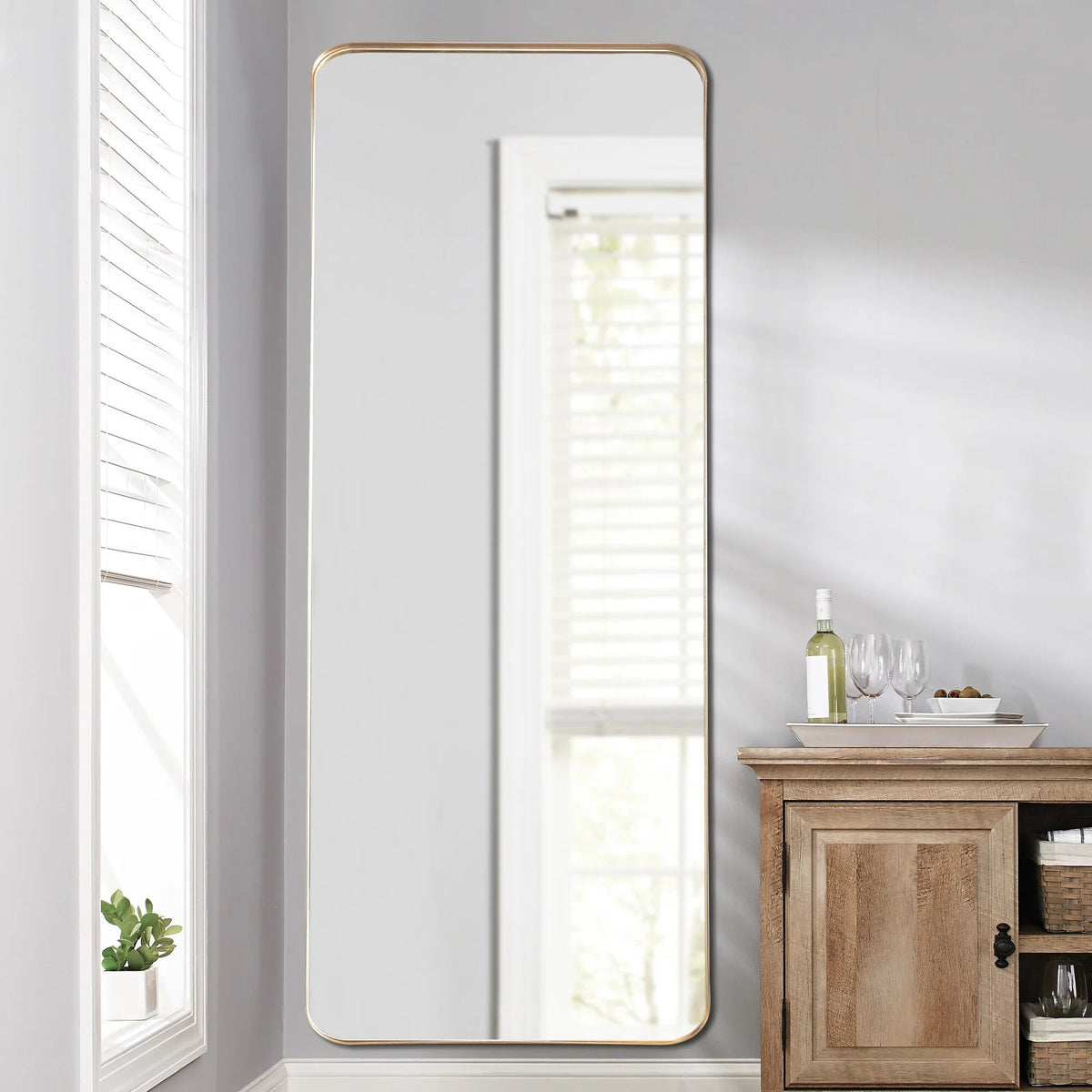 Full Length Wall Mounted Dressing Mirror, 65 in H x 22 in W