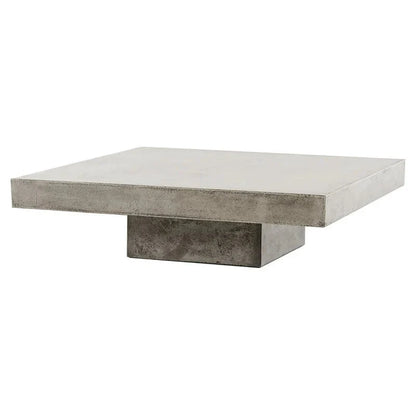 Modrest Morley Square Modern Concrete Stone Coffee Table, Dark Gray, 12in H x 43in W x 43in D