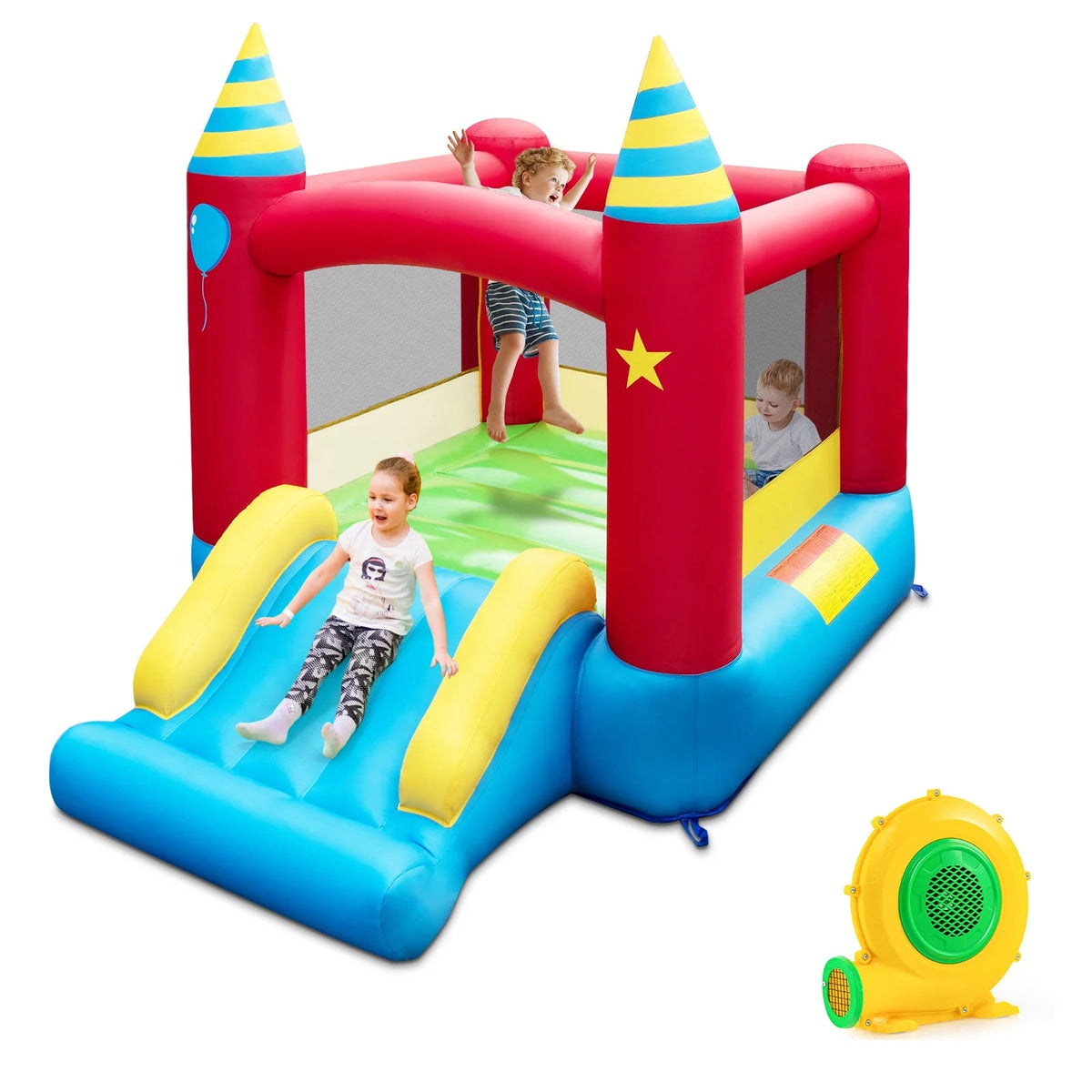Costway Inflatable Bounce House With Slide, 480W Blower, 74.5 x 102.5 x 81 in