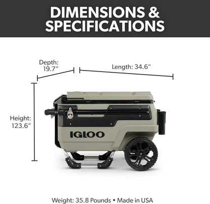 70Qt Wheeled Insulated Hard Shell Ice Chest - Trailmate