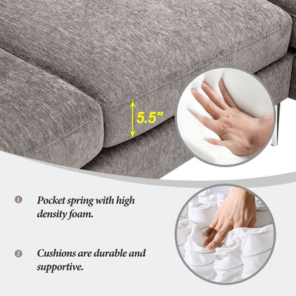 Churanty Convertible L-Shaped Sectional Sofa With Reversible Chaise Lounge, 84 Inch