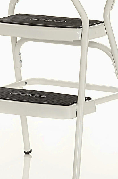 COSCO Stylaire Retro Chair And Step Stool With Flip-Up Seat - White, One Pack