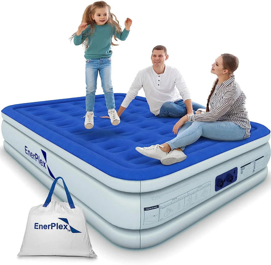 EnerPlex Queen Air Mattress With Built-In Pump - 16 Inch Double Height Inflatable Mattress