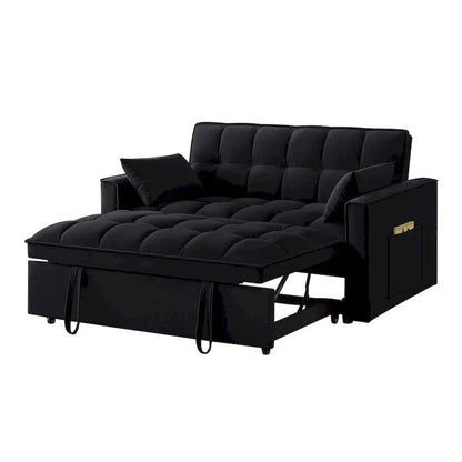 4-in-1 Velvet Pull-Out Sleeper Sofa Bed Loveseat With Reclining Backrest And 2 Side Pockets