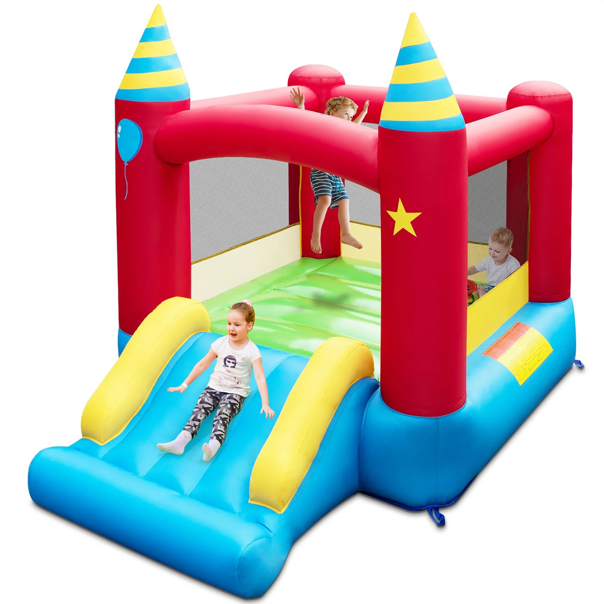 Costway Inflatable Bounce House With Slide, 480W Blower, 74.5 x 102.5 x 81 in