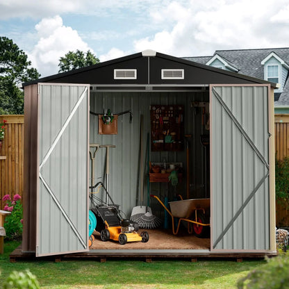 Aoxun Outdoor Storage Shed 6.4x4 FT Brown