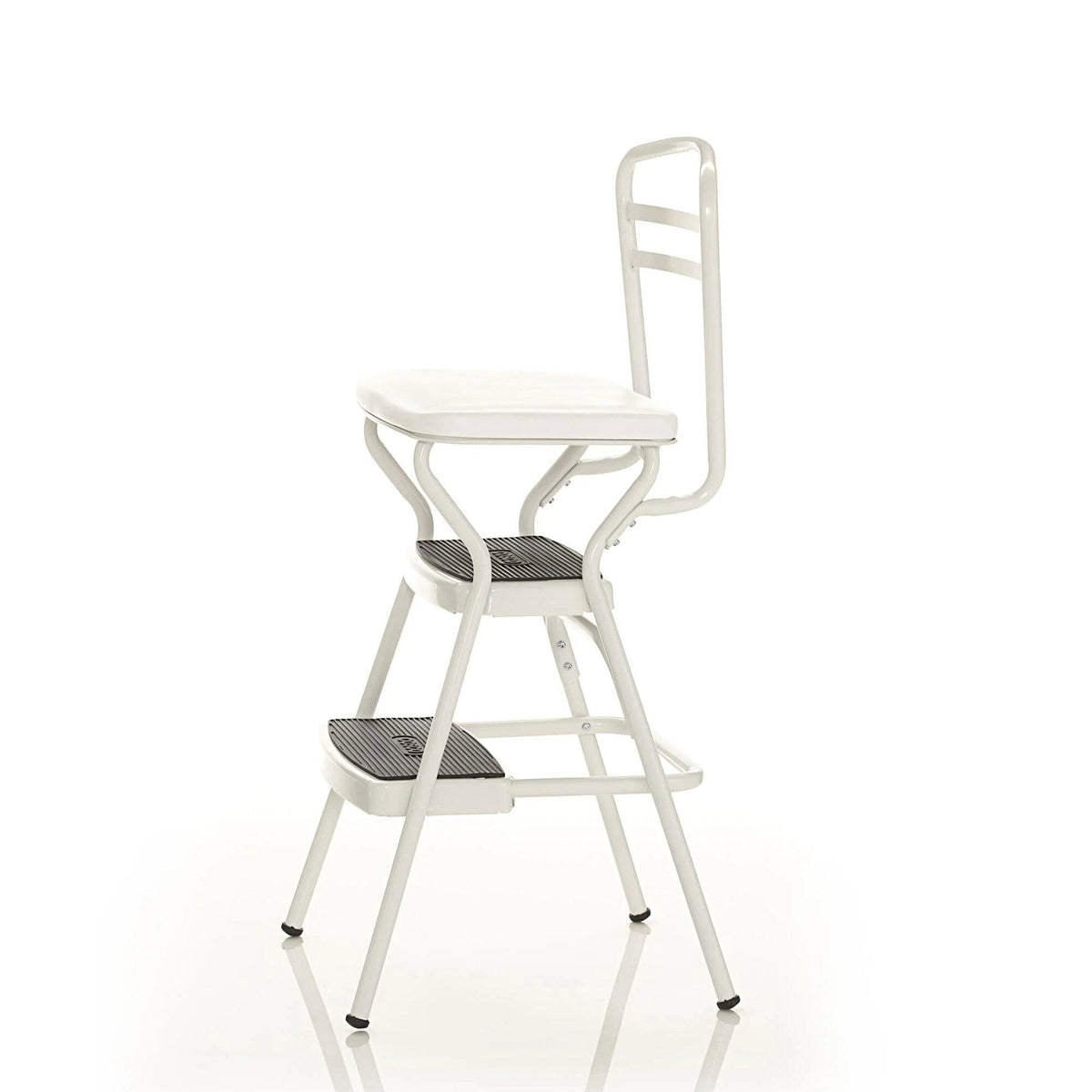COSCO Stylaire Retro Chair And Step Stool With Flip-Up Seat - White, One Pack