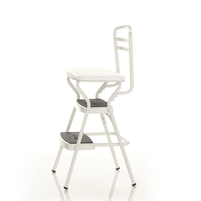 COSCO Stylaire Retro Chair And Step Stool With Flip-Up Seat - White, One Pack
