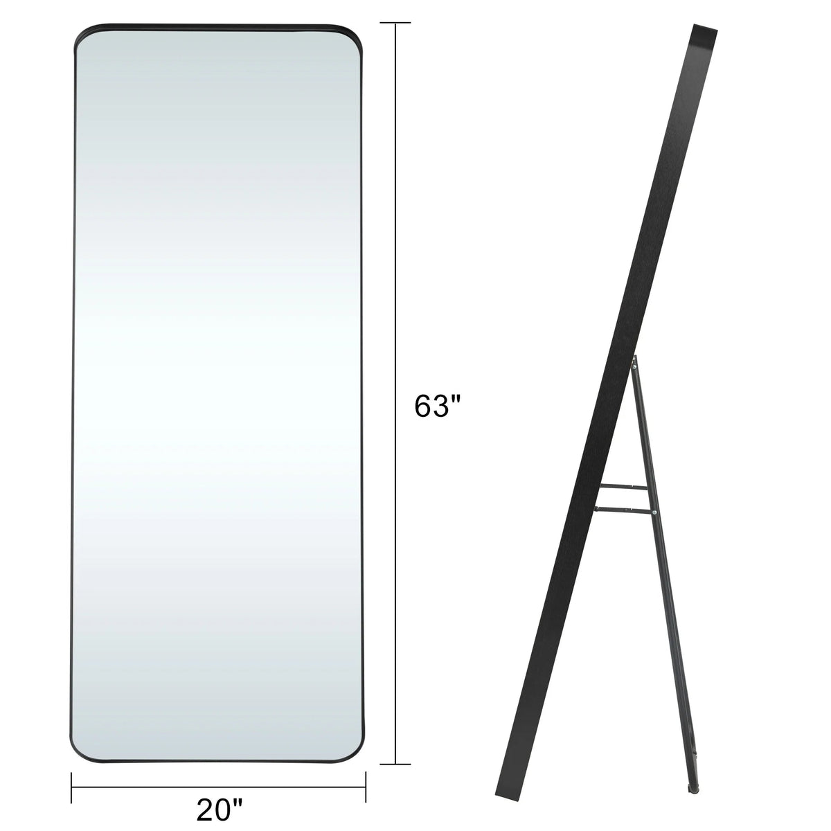Full Length Wall Mounted Dressing Mirror, 65 in H x 22 in W