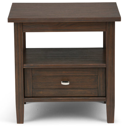 Solid Wood Rectangle End Table With Drawer And Shelf, 18.1in D x 20in W x 19.5in H - Norfolk