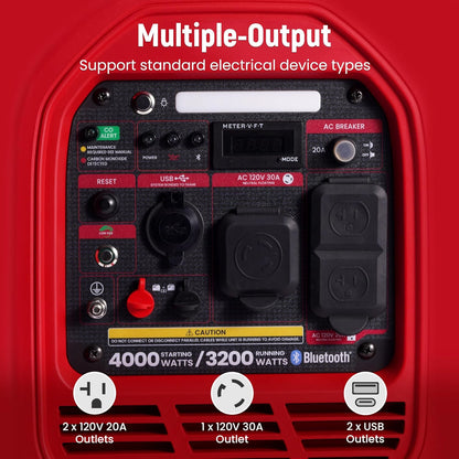 maXpeedingrods 4000 Peak Watt 3200 Running Watt Portable Gas Inverter Generator With Bluetooth App, RV Ready, CO Alarm - MXR4000