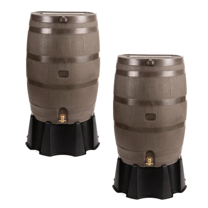 50 Gallon Rain Barrel With Brass Spigot And Flat-Back Design