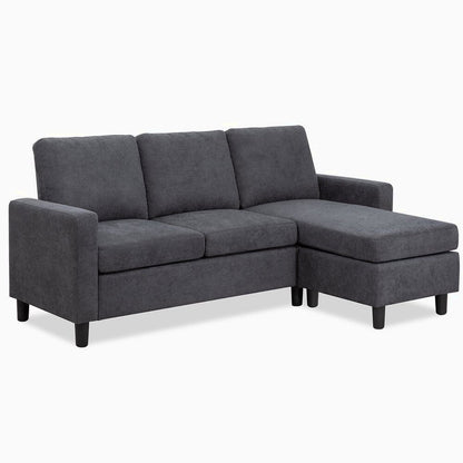 Walsunny Convertible L-Shaped Linen Sectional Sofa With Reversible Ottoman - 78.7in x 51in x 33in